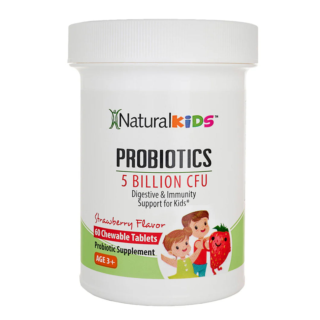 NaturalKids® PROBIOTICS™ Chewable Tablets 5 Billion CFUs per Serving | Chewable Probiotics Tablets 60 Chewable Tablets | Strawberry Flavor