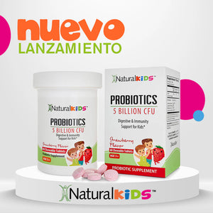 NaturalKids® PROBIOTICS™ Chewable Tablets 5 Billion CFUs per Serving | Chewable Probiotics Tablets 60 Chewable Tablets | Strawberry Flavor